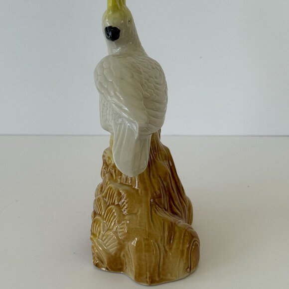 Vintage Ceramic Cockatoo Figurine Yellow & Brown Bird Design Made In Brazil - Picture 2 of 7